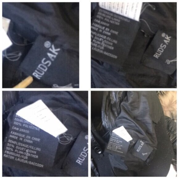 RUDSAK Down Hood Puffer Parka Winter Coat Vest  Raccoon Fur Collar Jacket Zip XS - Picture 14 of 16